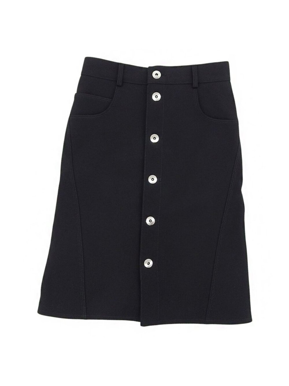 Bottega Veneta Daniele Roulis Era Skirt Pencil Front Button Wool Nylon Black 34
